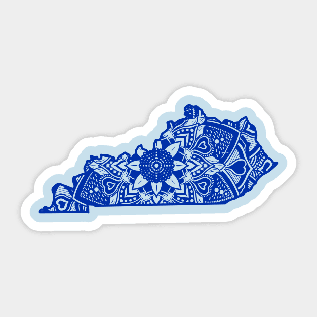 Blue Kentucky State Gift Mandala Yoga KY Art Sticker by Get Hopped Apparel